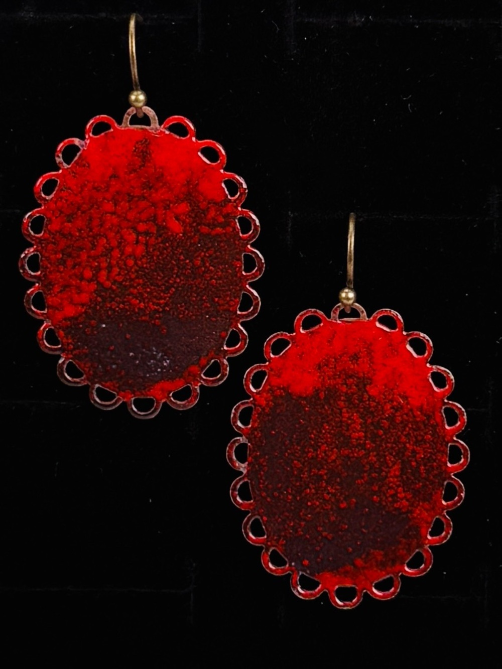 Vintage red and black bohemian chic costume pierced earrings